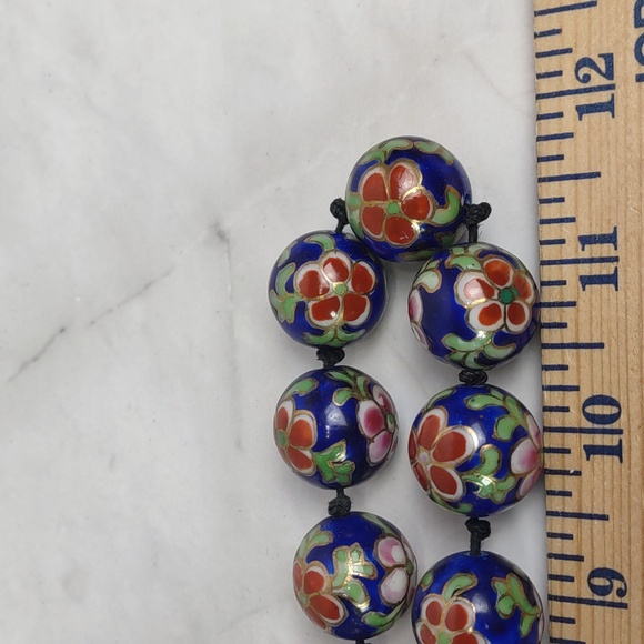 Vintage Floral Enamel Bead Necklace - Picture 8 of 8